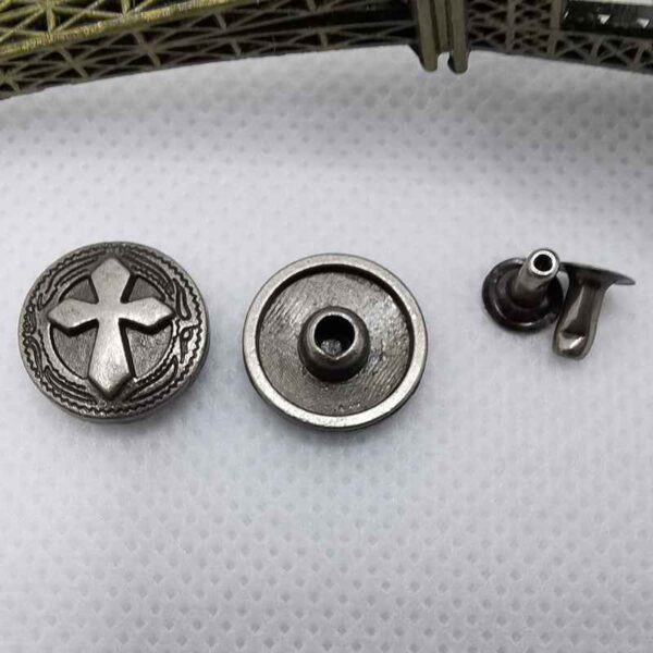 Vintage Silver Round Cross Rivet Stud Buttons for Retro Jeans