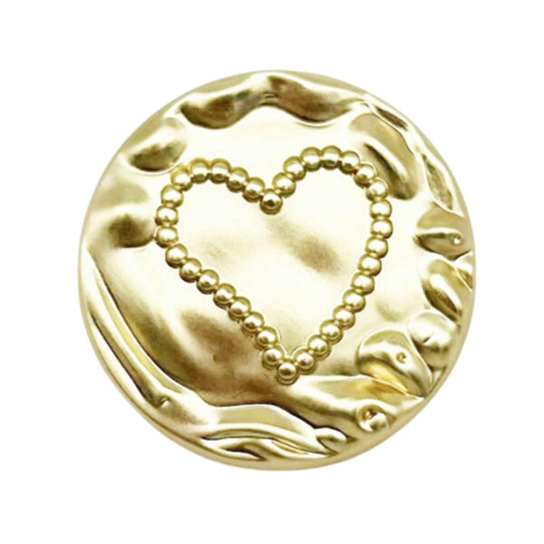 Ruffled Bubble Edge Vintage Heart Round Metal Button 12pcs - Image 3