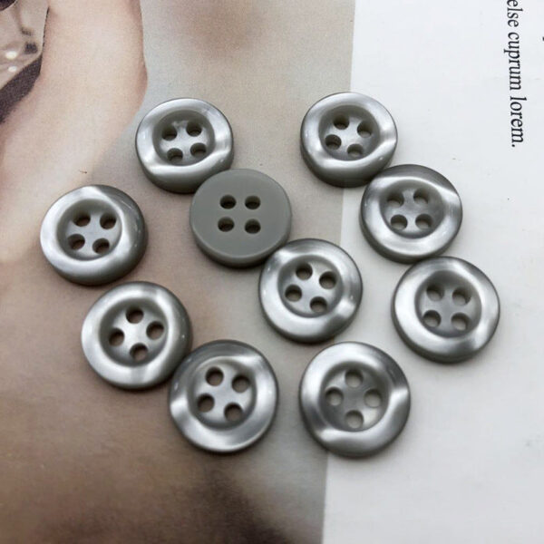 11.5mm Grey Resin Round Shirt Buttons with 4 Holes 100pcs - Image 7