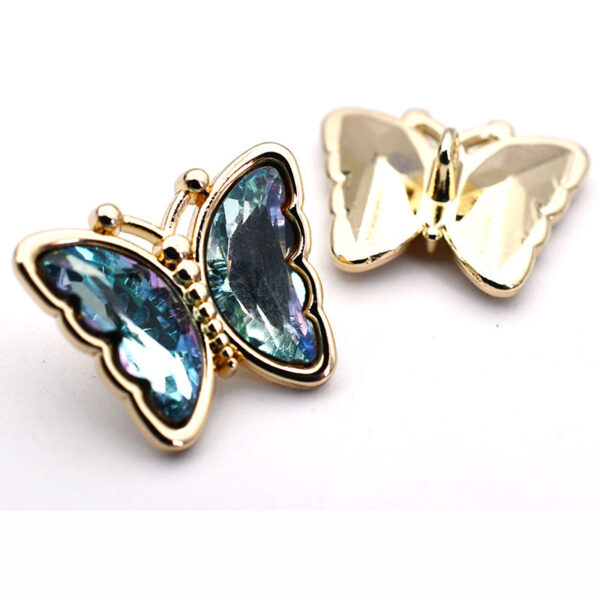 Butterfly Zircon Crystal Glass Metal Shank Buttons for Tops 10pcs - Image 7