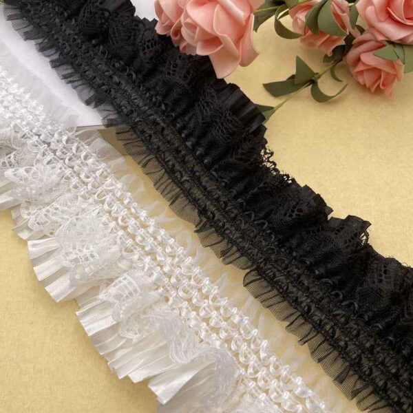7.5cm Spandex Satin Lace Ruffle Trim for Lolita Dresses – 10 Yards
