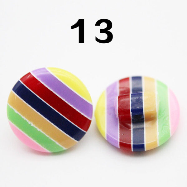 14mm Rainbow Round Shank Striped Resin Buttons for Shirts 50pcs - Image 16