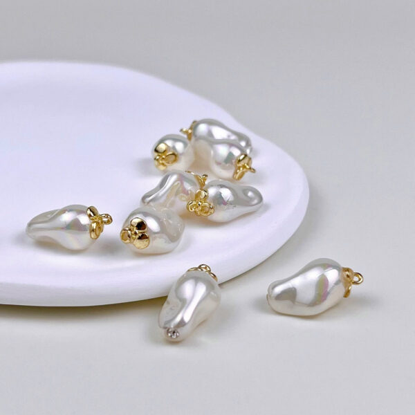 Baroque Pearl Shaped Metal Buttons for Chiffon Shirts Blouses 10pcs - Image 3