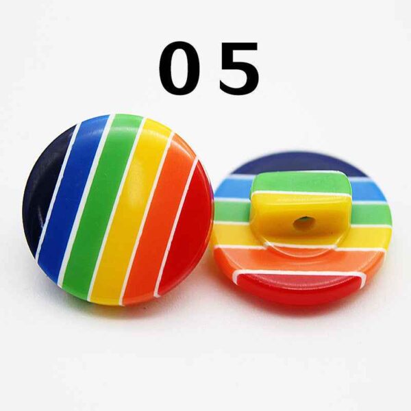 14mm Rainbow Round Shank Striped Resin Buttons for Shirts 50pcs