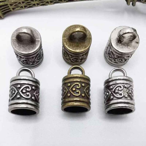 Antique Metal Cylinder Bell End Caps for Drawstrings Cords 30 Pack