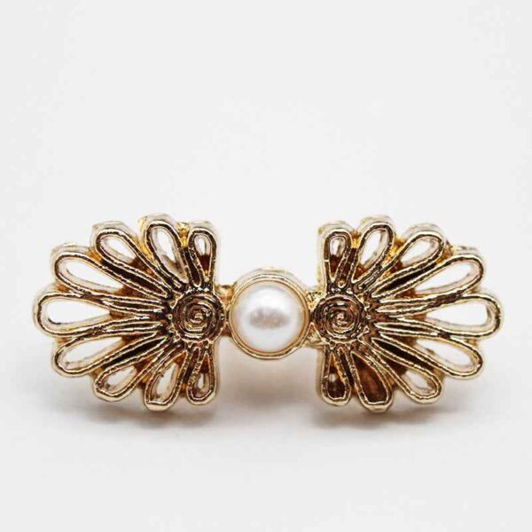 20mm Chinese Hanfu Qipao Butterfly-Shaped Metal Pearl Buttons 20pcs