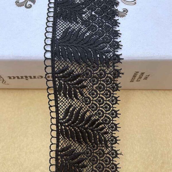 3.7CM Wide White Black Milk Silk Embroidered Leaf Lace Trim 10 Yards