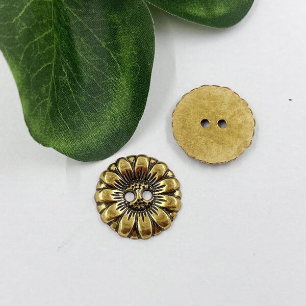 Antique Bronze Sunflower Two-Hole Sewing Buttons 120 Pack - Image 3