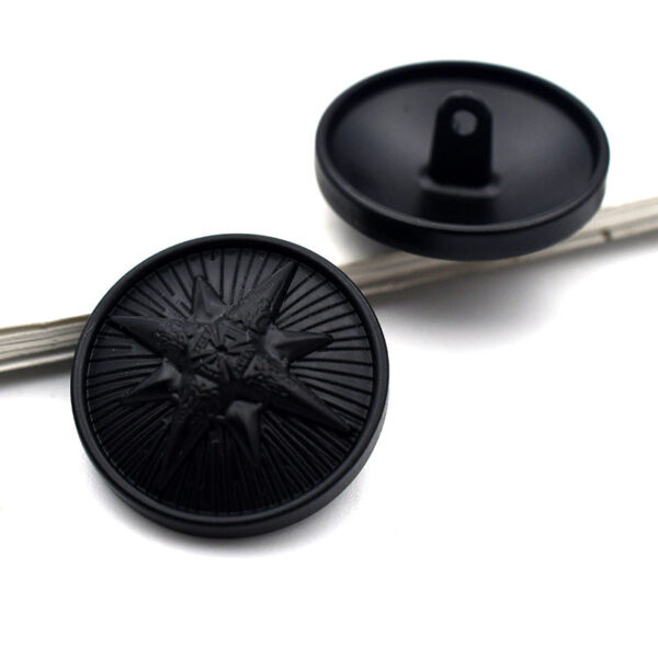 22mm Black Round Beetle Crown and Star Metal Shank Buttons 20PCS - Image 3