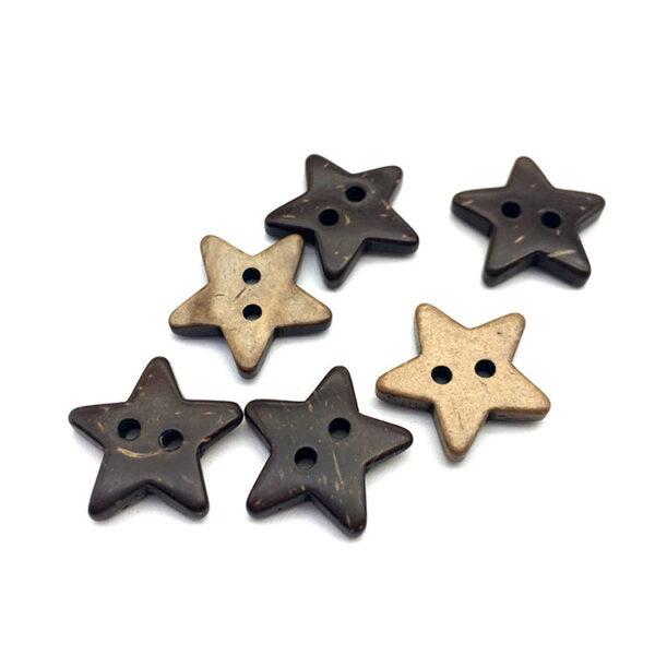16mm Brown Two-Hole Star Coconut Shell Buttons 50pcs - Image 2