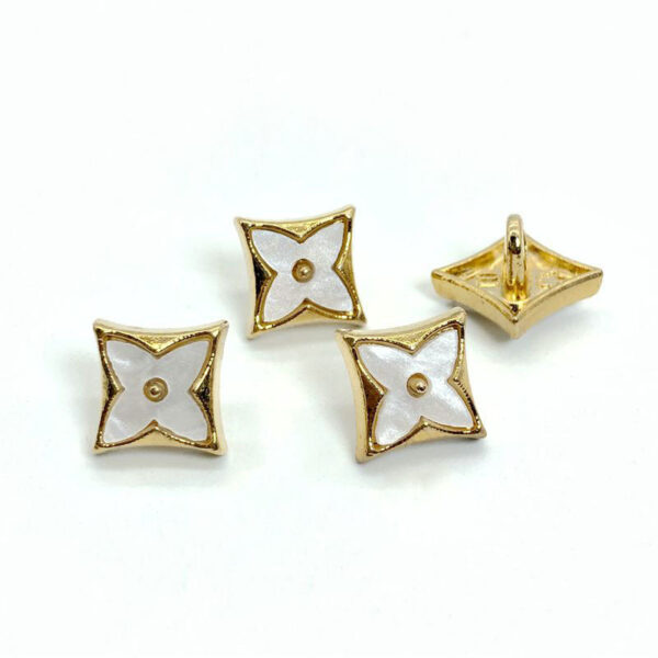 11.5mm Rhombus Four-Leaf Clover Enamel Metal Shank Shirt Buttons 20pcs - Image 3
