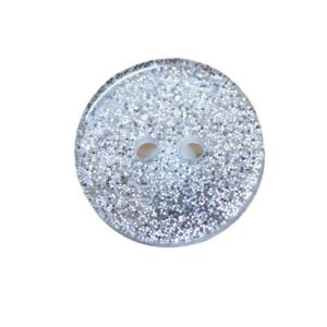 12/19mm Round 2-Hole White Transparent Glitter Resin Buttons 100pcs