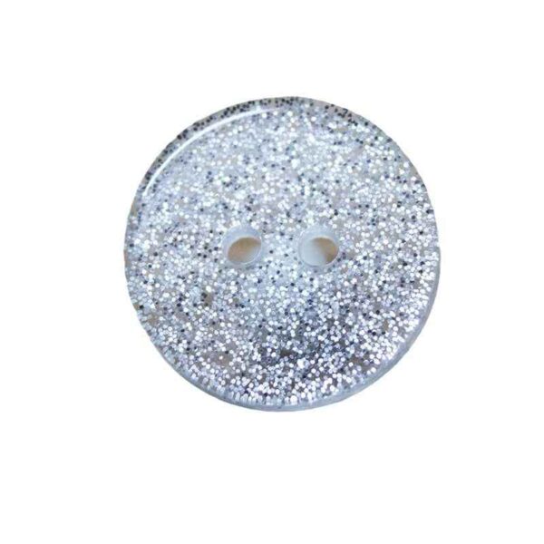 12/19mm Round 2-Hole White Transparent Glitter Resin Buttons 100pcs
