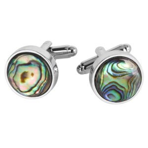 Round Colorful Seashell Cufflinks for Men