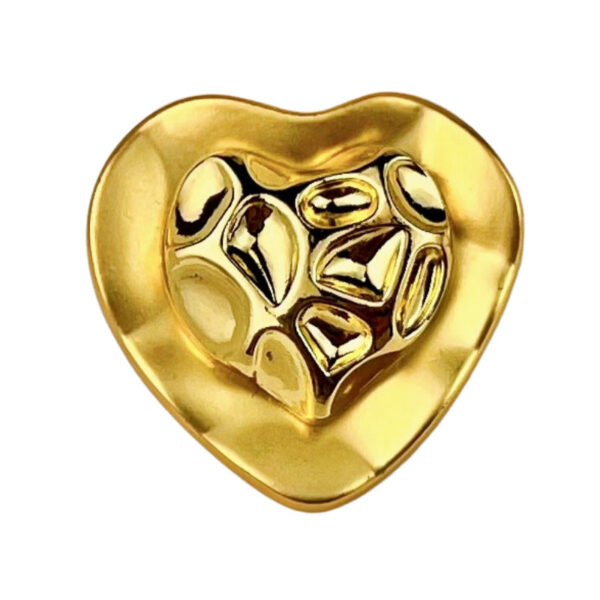 21/25MM Wrinkled Heart Shape Metal Shank Buttons 10pcs - Image 2