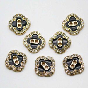 12mm Retro Clover Square 2-Hole Shirt Decorative Metal Buttons 20pcs