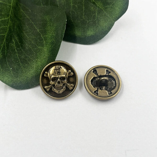18mm Vintage Skull Decorative Metal Cuff Buttons 100 Pack - Image 4