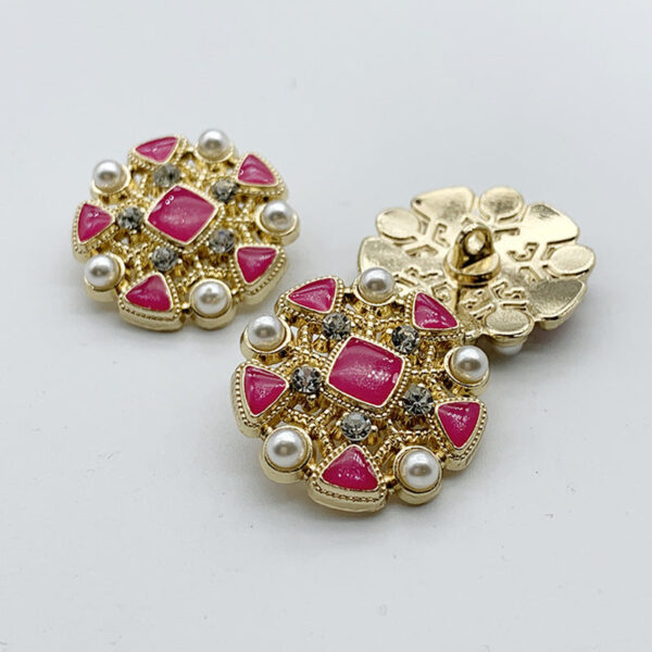 Vintage French-Inspired Rhinestone Round Metal Shank Buttons 12pcs - Image 5