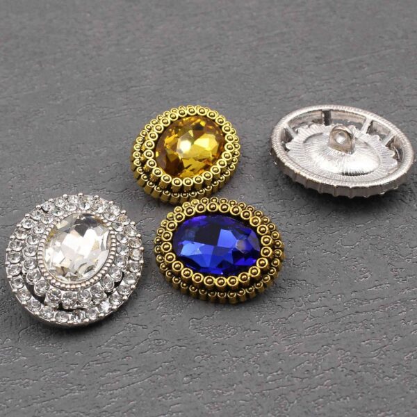 Vintage Oval Rhinestone Shank Buttons – Antique Gold Silver 20pcs