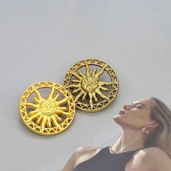 23/25/28MM Golden Sunburst Hollow Round Metal Sew-On Buttons 50pcs