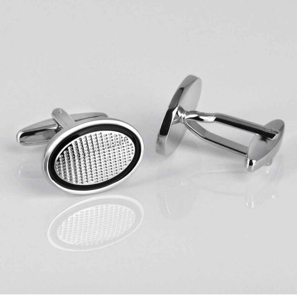 Black Oil-Drop Oval Cufflinks for Men