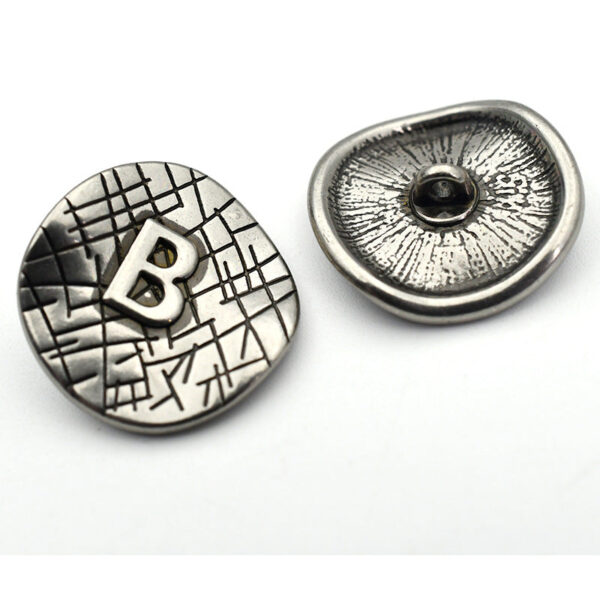 23mm Bronze Antique Silver Letter B Curved Metal Shank Buttons 20pcs - Image 5