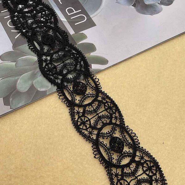4.5cm Black White Milk Fiber Double-Side Wave Lace Trim – 10 Yards
