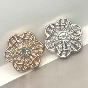 3/4 Inch Floral Crystal Gold Shank Coat Buttons for Women 20pcs