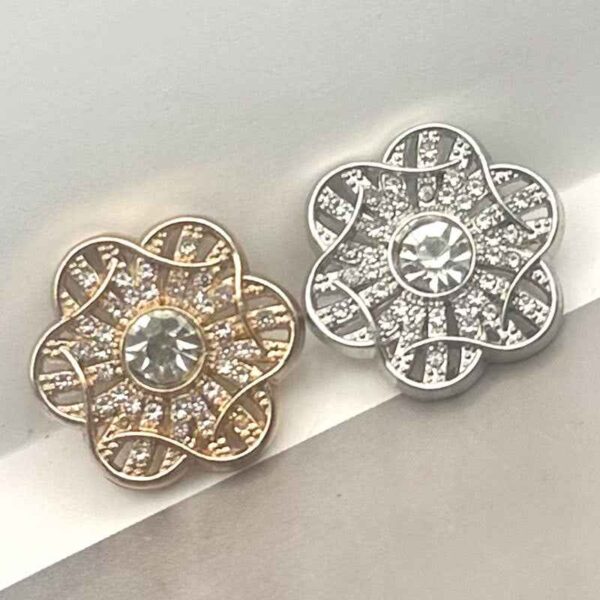 3/4 Inch Floral Crystal Gold Shank Coat Buttons for Women 20pcs