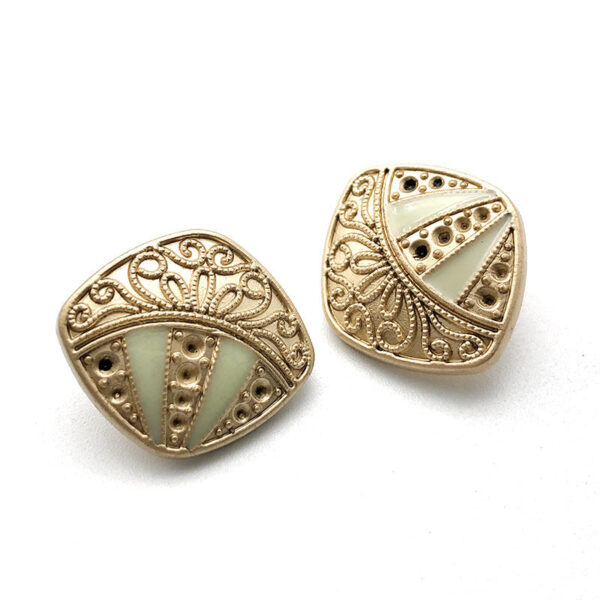 Exotic Diamond-Inlaid Pearl Metal Shank Button 10pcs - Image 5