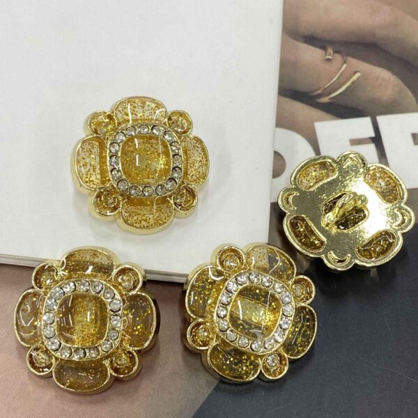 Sparkling Jelly Flower Metal Shank Buttons for Women's Clothing 6pcs