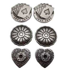 Vintage Silver Alloy Heart Poker Studs Rivets for Jeans 30 Pack