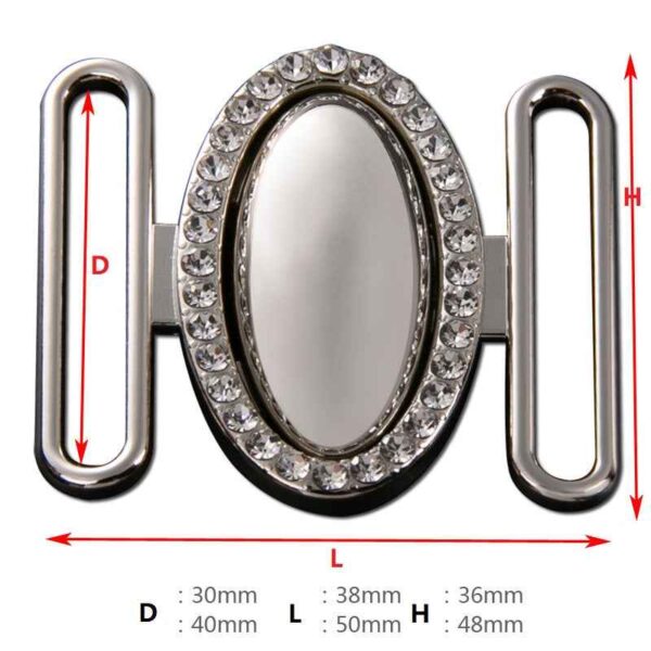 Oval Crystal-Studded Belt Buckle Set Adjustable Metal Clasps 20pcs