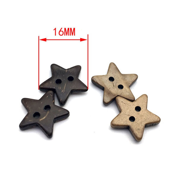 16mm Brown Two-Hole Star Coconut Shell Buttons 50pcs - Image 4