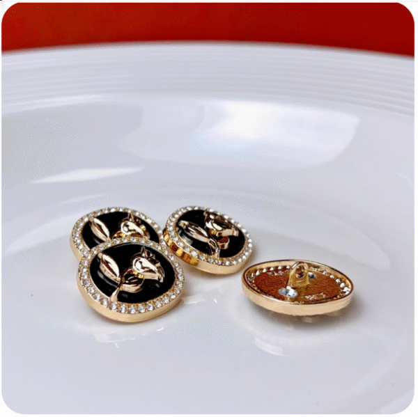 18/23mm Round Rhinestone Rose Metal Shank Buttons 10pcs - Image 3