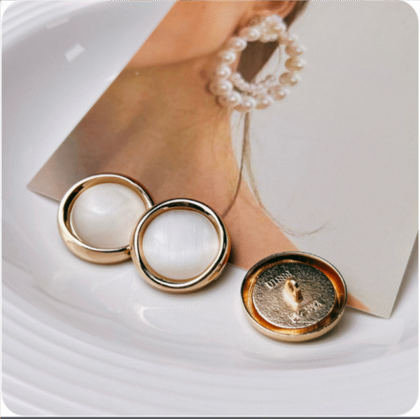 Gold-Edged Opalescent Cat Eye Chiffon Shirt Metal Buttons 10pcs - Image 3