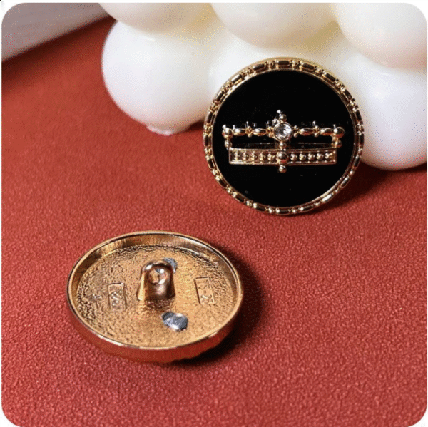 25MM Crown Black Glue Diamond Metal Shank Button 10pcs - Image 3