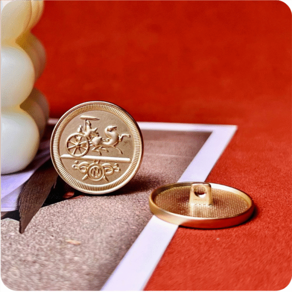 15/25MM Matte Gold Round Embossed Carriage Metal Buttons 20pcs - Image 2