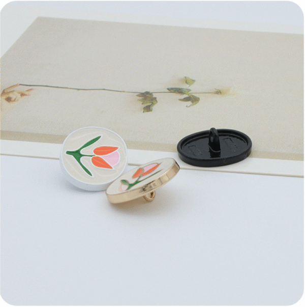 18MM Vintage Hand-Painted Oil-Drop Tulip Metal Buttons 20pcs - Image 4