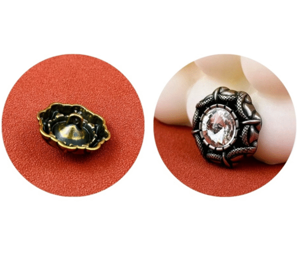 Vintage Snake Edge White Rhinestone Metal Shank Button 20pcs - Image 3