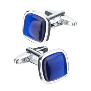 Unisex Square Blue Cat's Eye Cufflinks