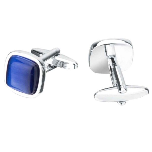 Unisex Square Blue Cat's Eye Cufflinks