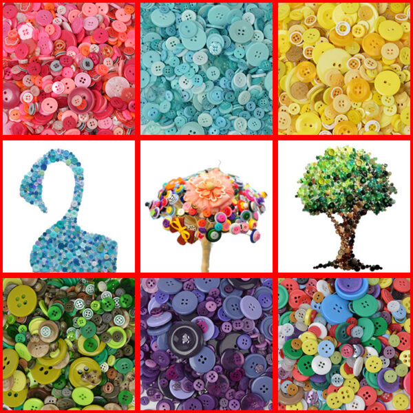 400-600 Piece Colorful Resin DIY Craft Button Set - Image 2