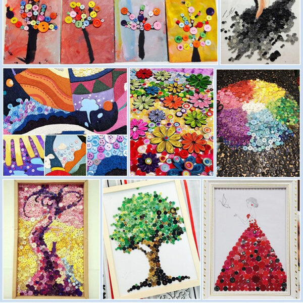 400-600 Piece Colorful Resin DIY Craft Button Set - Image 3