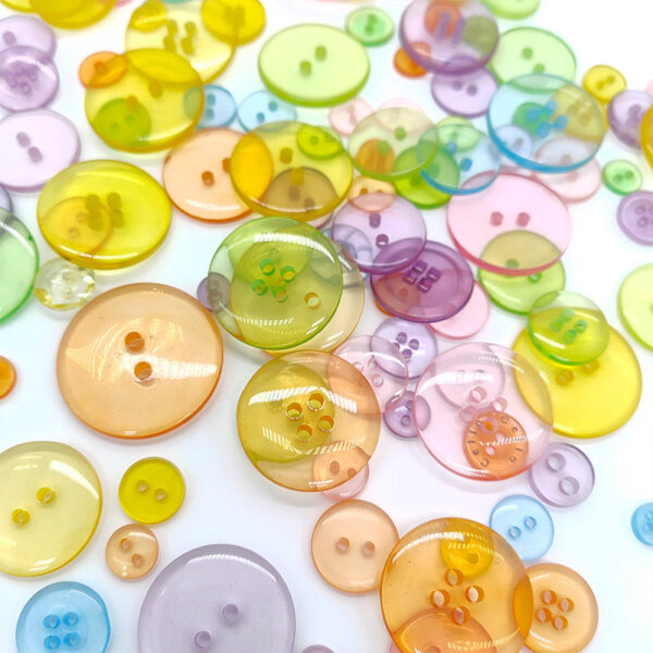 400-600 Piece Assorted Size Colorful Transparent DIY Craft Resin Buttons - Image 4