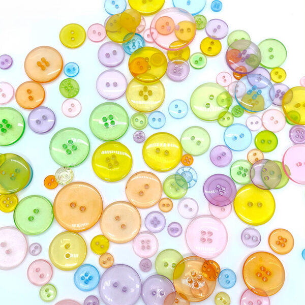 400-600 Piece Assorted Size Colorful Transparent DIY Craft Resin Buttons - Image 2