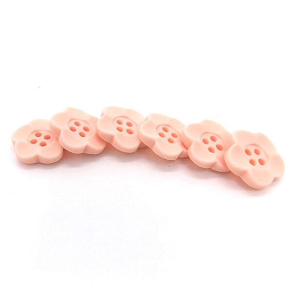 27L Pink Matte Flower Shaped Four-Hole Buttons 60pcs - Image 2