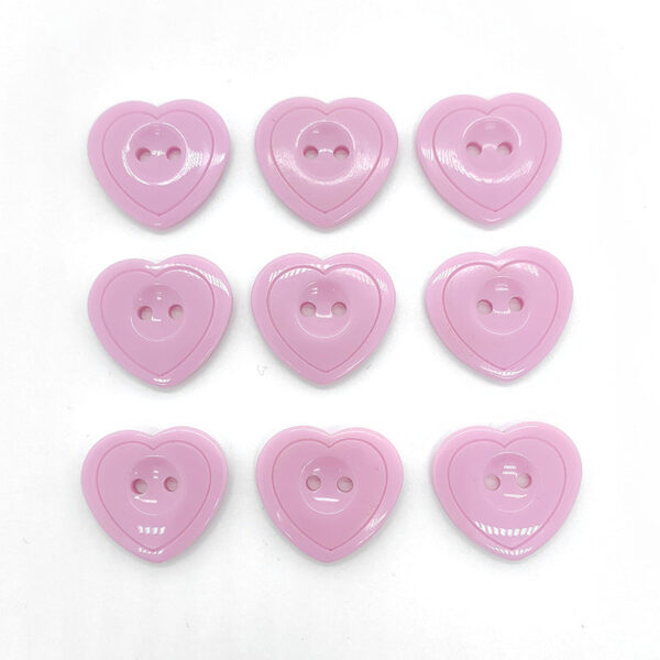 36L Pink Two-Hole Heart Shaped Resin Craft Buttons 60pcs - Image 3