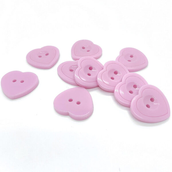 36L Pink Two-Hole Heart Shaped Resin Craft Buttons 60pcs - Image 2