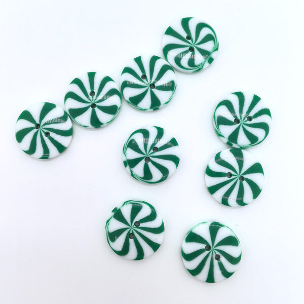 1 INCH Green White Windmill Pattern Two-Hole Resin Buttons 40pcs - Image 2